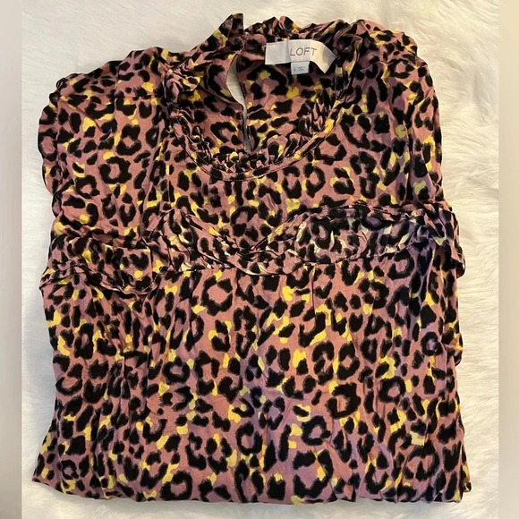 Loft Leopard Print Ruffle Shirt - Picture 3 of 9